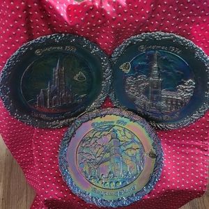 Fenton Christmas in America Amythyst carnival plates